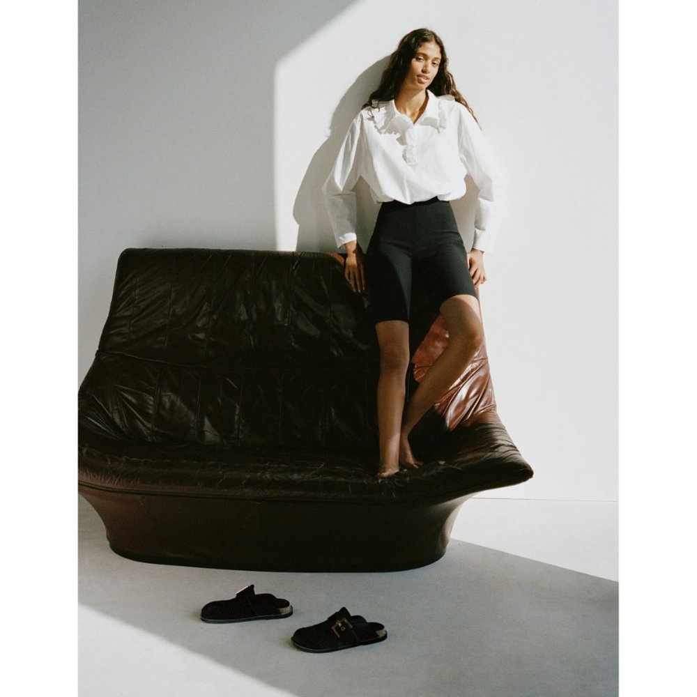 NEW Zara White Ruffled Collar Blouse Shirt Top M - Picture 2 of 8